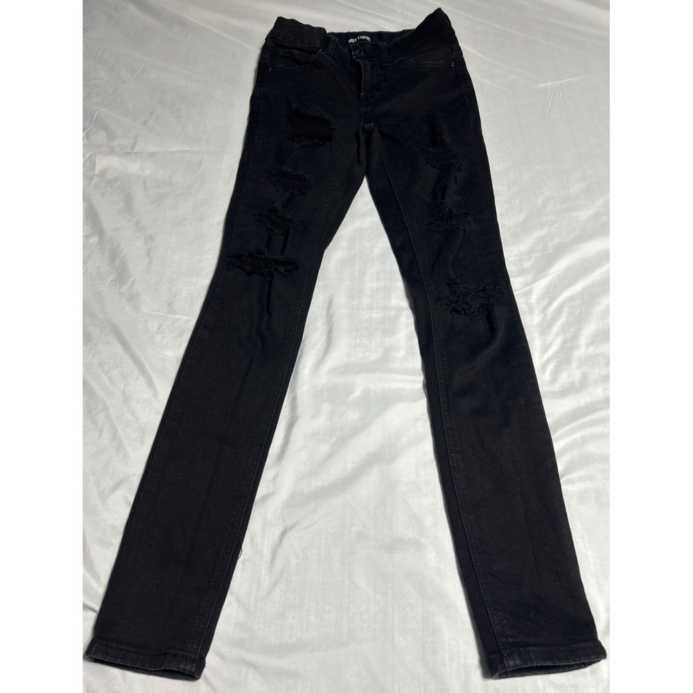 Hot Topic Black Ripped Skinny Jeans Women's Size 0 Distressed Denim